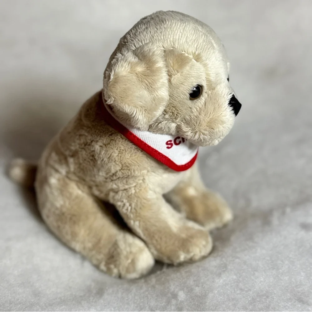 Tan Plush Cute Puppy Dog with Sheels Sporting Good‎ Store Bandana Accessory